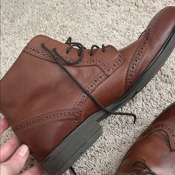 Stafford brown leather brogue wingtip dress boots Men’s 9 lace up ankle main image 8